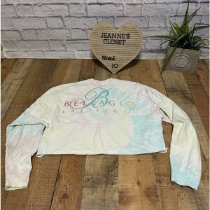 Spirit Jersey Las Vegas Bellagio Tie Dye Long Sleeve T Shirt Cropped Size medium